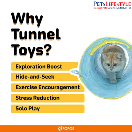 FOFOS Sardine Pop-up Cat Tunnel – Lightweight Foldable Cat Play Tunnel with Crinkle Paper