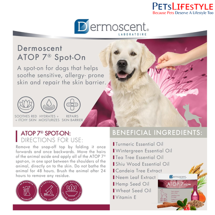 Savavet Dermoscent ATOP 7 Spot-On 2.4ml for Dogs (20–40kg) (2.4ml x 4 Pipette) dermatological spot-on treatment