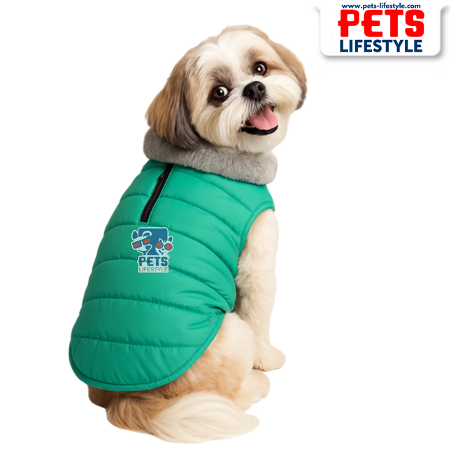 Fur Jacket for Dogs –Teal (Blue-Green), Winter Wear by PᴇᴛsLɪғᴇsᴛʏʟᴇ