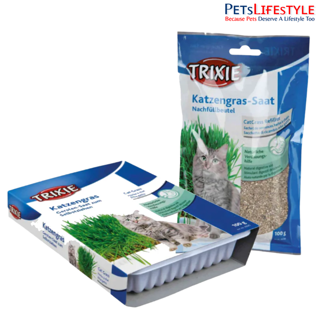 TRIXIE Cat Grass Seeds with Bowl – Natural Digestive Support Kit for Cats & Kittens
