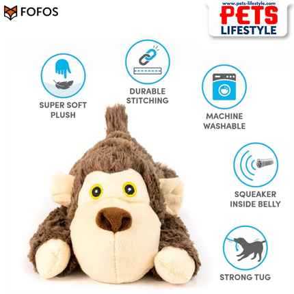 FOFOS Barkbutler Boh The Bear Plush Dog Toy | Durable Squeaky Plush Toy