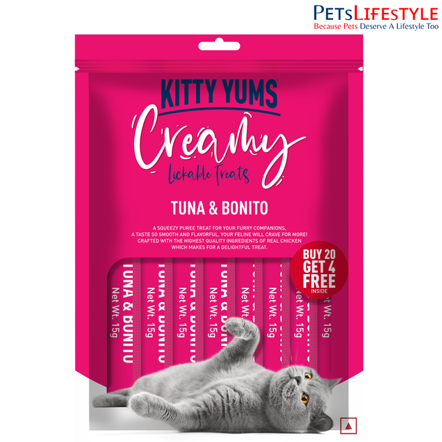 Kitty Yums Creamy Lickable Tuna & Bonito Cat Treat (15g x24)
