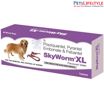 Sky EC SkyWorm XL | Broad-Spectrum Deworming Tablets for Large Breed Dogs | Praziquantel, Pyrantel Embonate & Febantel | 2 Tablets