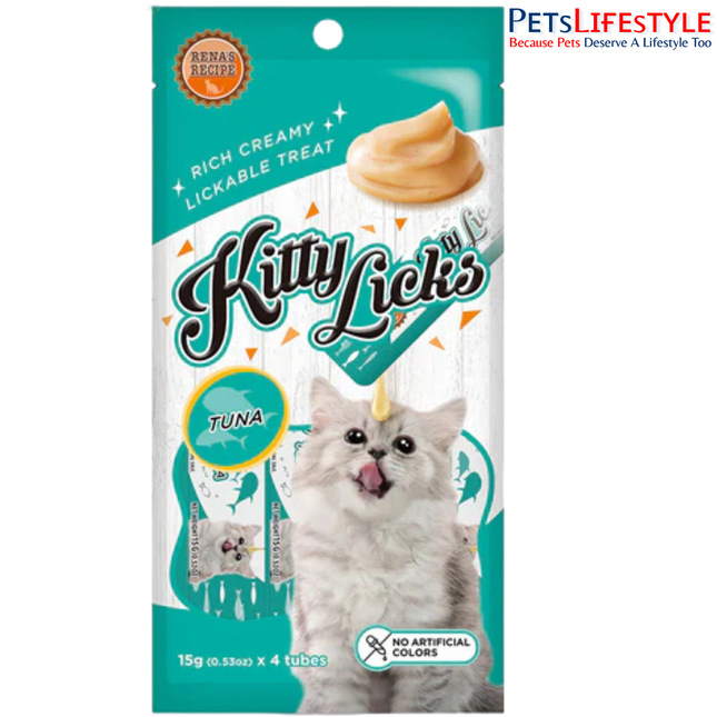 Rena’s Kitty Licks Tuna Creamy Cat Treat 4 x 15g – Rich Creamy Lickable Treat