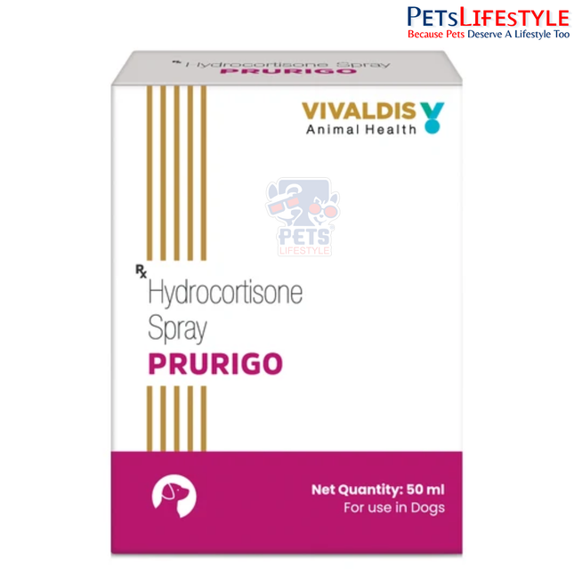 Vivaldis Prurigo Hydrocortisone Spray for Dogs & Cats – Topical Anti-Itch & Anti-Inflammatory Spray (50 ml)