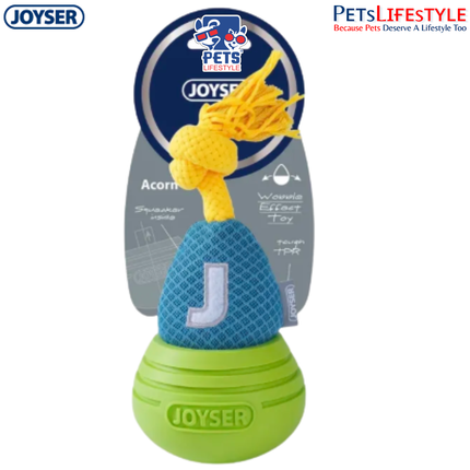 JOYSER Woball Jack Plush Squeaker Dog Toy – Light Blue/Green (M/L)