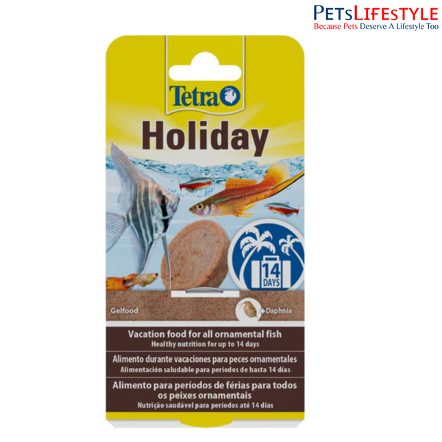 Tetra Holiday Fish Gel Food Block Up to 14 Days Nutrition with Daphnia for Aquarium Fish 30 Gram Pack
