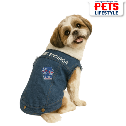 PᴇᴛsLɪғᴇsᴛʏʟᴇ  Pawlenciaga Denim Elite Jacket for Small Breeds
