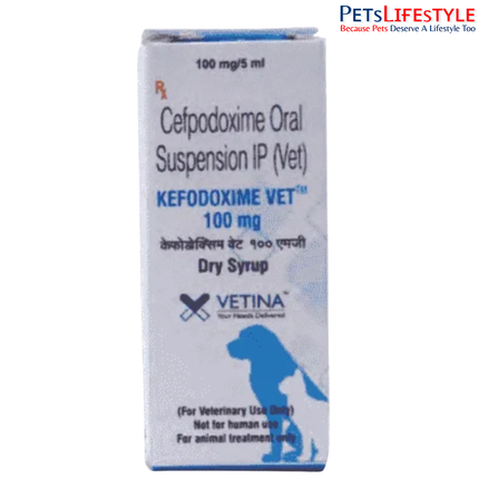 Vetina Kefodoxime Vet DS 100 mg Dry Syrup for Dogs and Cats 30 ml