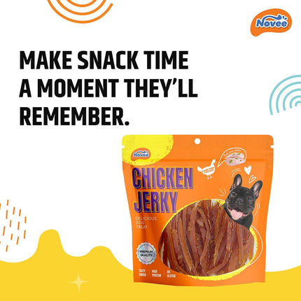 Novee Soft Chicken Jerky Sliced Dog Treats – High Protein Real Chicken Jerky | Soft & Tender Gluten-Free Training Treats for Dogs | 400g