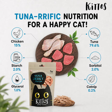 Kittos Tuna Jerky Strips Cat Treats 35g