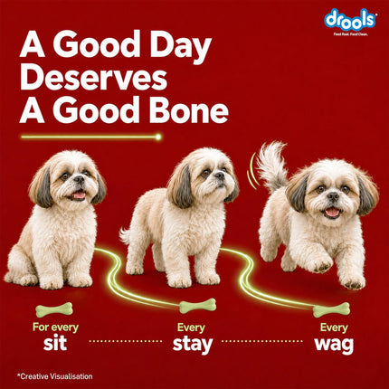 Drools Calcium Milk Bone Dog Treats – Spinach Flavour | Calcium-Rich Dental Chews for Strong Bones & Healthy Teeth