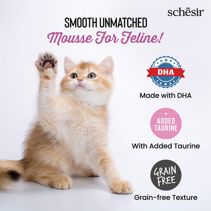 Schesir Baby Cat Mousse – Chicken & Liver, Nutritious Grain-Free Wet Food for Weaning Kittens | Soft, High-Protein Mousse with Taurine for Healthy Growth & Vitality 70g