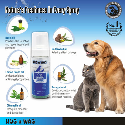 HUG n WAG Dry Bath Foam Cleanser for Dogs & Cats – Waterless Grooming & Freshness Care