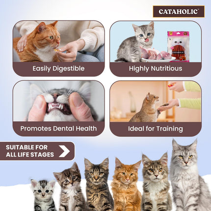 Cataholic Chicken & Fish Treats for Cats and Kittens | High Protein, Easily Digestible & Healthy Snack | Ideal Training Reward Treat for All Breeds | Chicken & Tuna Sliced, 50 gm