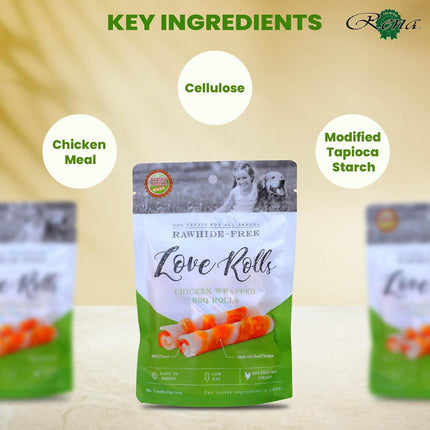 Rena’s Love Chicken Wrapped Barbeque Rolls Dog Treats 154gm
