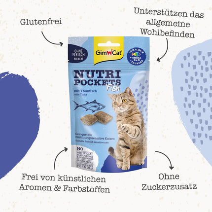 GimCat Nutri Pockets Fish Cat Treats (Salmon & Tuna Flavours) 60g