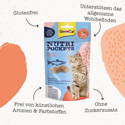 GimCat Nutri Pockets Fish Cat Treats (Salmon & Tuna Flavours) 60g