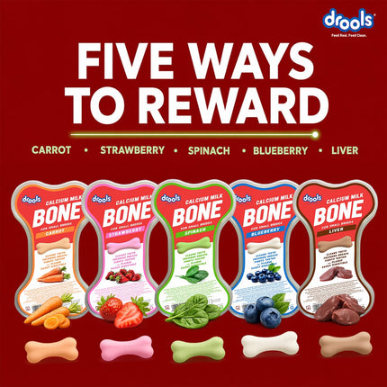 Drools Calcium Milk Bone Dog Treats – Spinach Flavour | Calcium-Rich Dental Chews for Strong Bones & Healthy Teeth