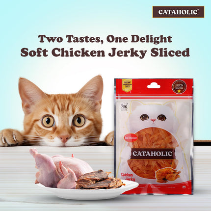 Cataholic Chicken & Fish Treats for Cats and Kittens | Soft Chicken Jerky Sliced | High Protein, Easily Digestible, Healthy Cat Treats for Training & Daily Rewards – 50 gm
