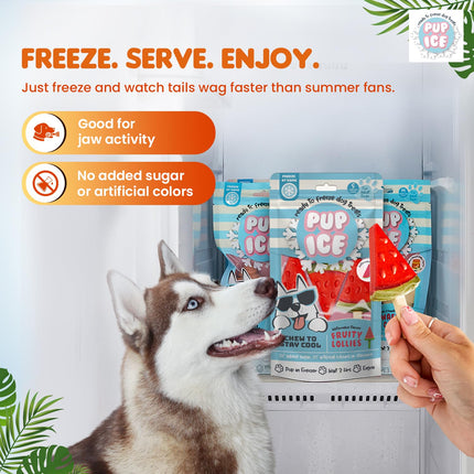 Pup Ice Ready to Freeze Fruity Lollies Dog Treats – Watermelon Flavour (90g)