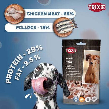 Trixie Premio Fish & Chicken Rolls Dog Treats 75gm