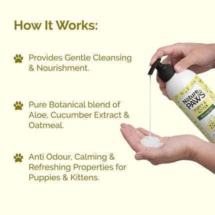 NaturePAWS Puppy & Kitten Shampoo & Conditioner with Aloe Vera, Cucumber & Oatmeal