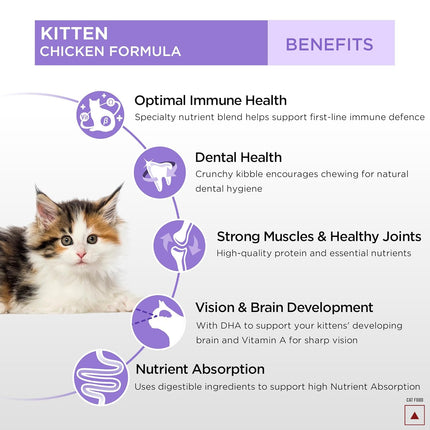 Purina Pro Plan Kitten Dry Cat Food Chicken Formula – Advanced Nutrition for Growth, Brain & Immunity Support