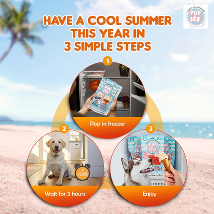 Pup Ice Ready-to-Freeze Waffle Cone Dog Treats – Vanilla & Peanut Butter Combo Pack (110g x 2)
