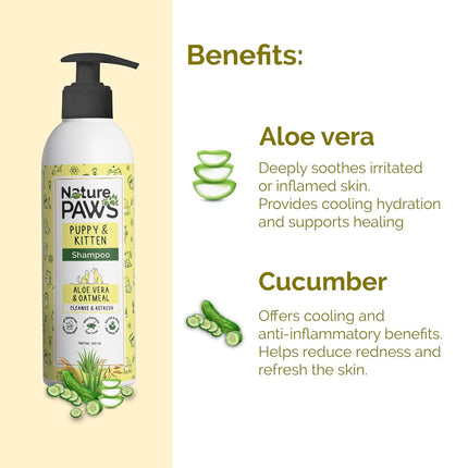 NaturePAWS Puppy & Kitten Shampoo & Conditioner with Aloe Vera, Cucumber & Oatmeal