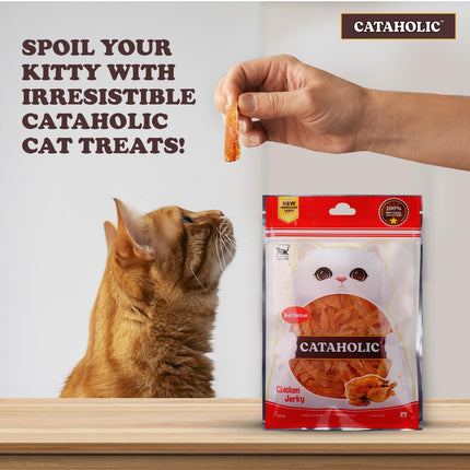 Cataholic Chicken & Fish Treats for Cats and Kittens | Soft Chicken Jerky Sliced | High Protein, Easily Digestible, Healthy Cat Treats for Training & Daily Rewards – 50 gm