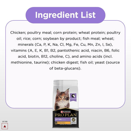 Purina Pro Plan Kitten Dry Cat Food Chicken Formula – Advanced Nutrition for Growth, Brain & Immunity Support