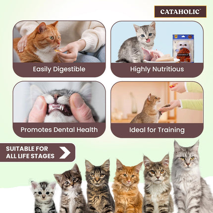 Cataholic Chicken & Fish Treats for Cats and Kittens | Cube Chicken & Codfish Snack | High Protein, Easily Digestible, Healthy Cat Treats for Training & Daily Rewards – 50 gm