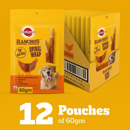 Pedigree Ranchos Spiral Wrap Chicken And Smoky Lamb Dog Treat - 60 gm
