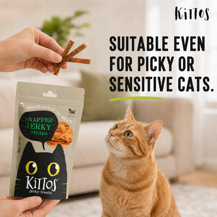 Kittos Purr Fect Snapper Jerky Strips Cat Treats