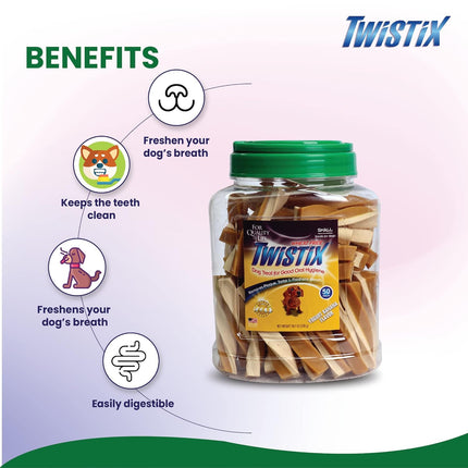 Twistix Canister Twisted Dental Dog Treats – Yogurt & Banana Flavor Daily Dental Chews for Small Dogs | 50 Sticks
