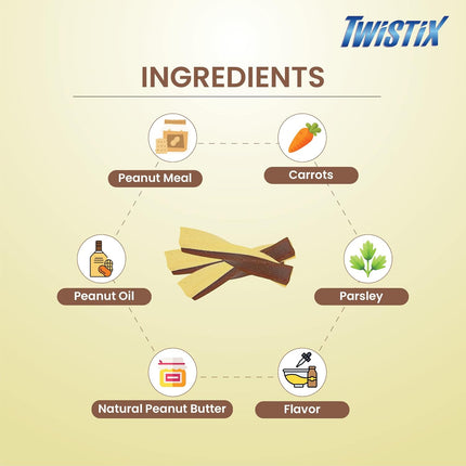 Twistix Peanut & Carob Dental Dog Treats – Twisted Dental Chews for Fresh Breath, Clean Teeth & Healthy Gums