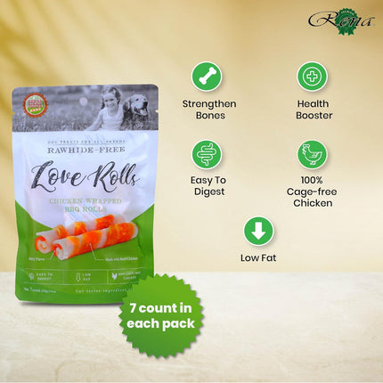Rena’s Love Chicken Wrapped Barbeque Rolls Dog Treats 154gm