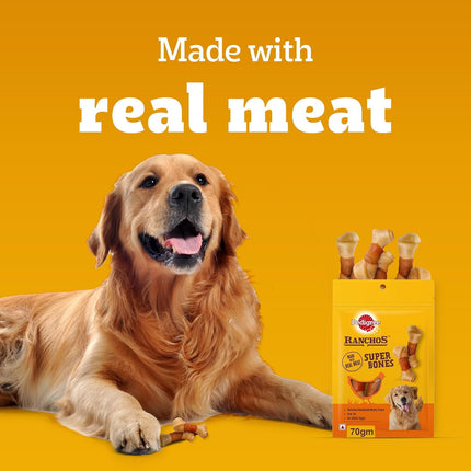 Pedigree Ranchos Super Bones Chicken And Milky Dog Treat - 70 gm