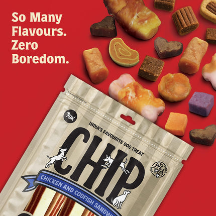 Chip Chops Chicken & Codfish Sandwich Dog Treats 250g