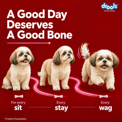 Drools Calcium Milk Bone Dog Treats – Strawberry Flavour | Calcium-Rich Dental Chews for Strong Bones & Healthy Teeth
