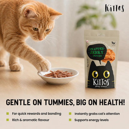 Kittos Purr Fect Snapper Jerky Strips Cat Treats