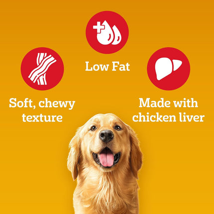 Pedigree Tasty Jerky Adult Dog Treat – Grilled Liver Flavour | Soft Chewy High-Protein Dog Treat | 70 g