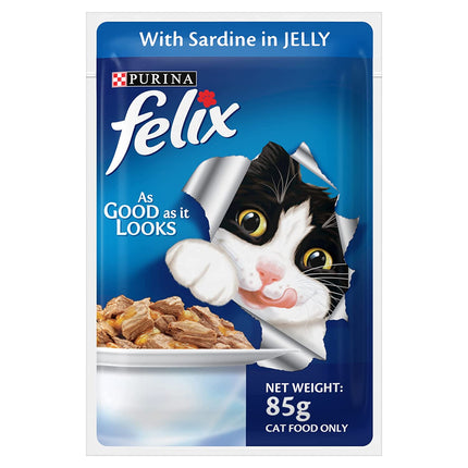 Felix Wet Food for Adult Cats Complete and Balanced Cat Food Sardine Flavour