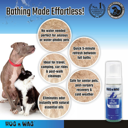 HUG n WAG Dry Bath Foam Cleanser for Dogs & Cats – Waterless Grooming & Freshness Care