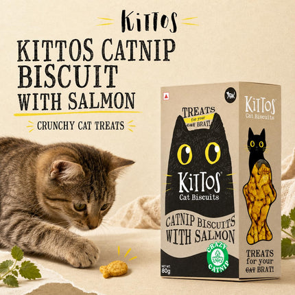 Kittos Cat Biscuits Salmon & Catnip Flavour 80g