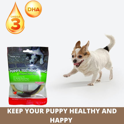 N-Bone Twistix Puppy Teething Ring Chicken Flavor – Soft Edible Puppy Teething Chew with DHA & Calcium | Chicken Flavor | 34g