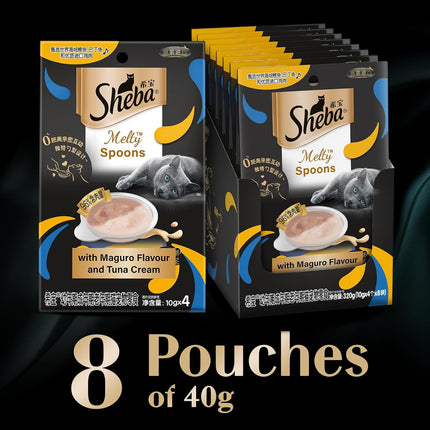 Sheba Melty Spoons Maguro Flavour with Tuna Cream Lickable Cat Treats | Premium Tuna Cream Cat Snack