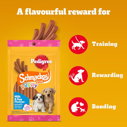 Pedigree Schmackos Stix Milk & Egg Flavour Puppy Dog Treat 70g