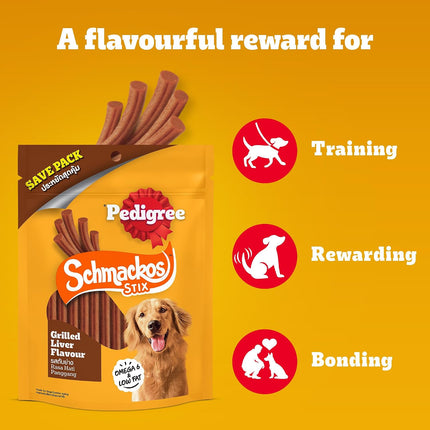 Pedigree Schmackos Stix Grilled Liver Flavour Dog Treat 300 g